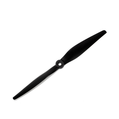 HQProp 7x12 thin electric propeller, black 2-blade nylon with 5mm center hub, isolated on white