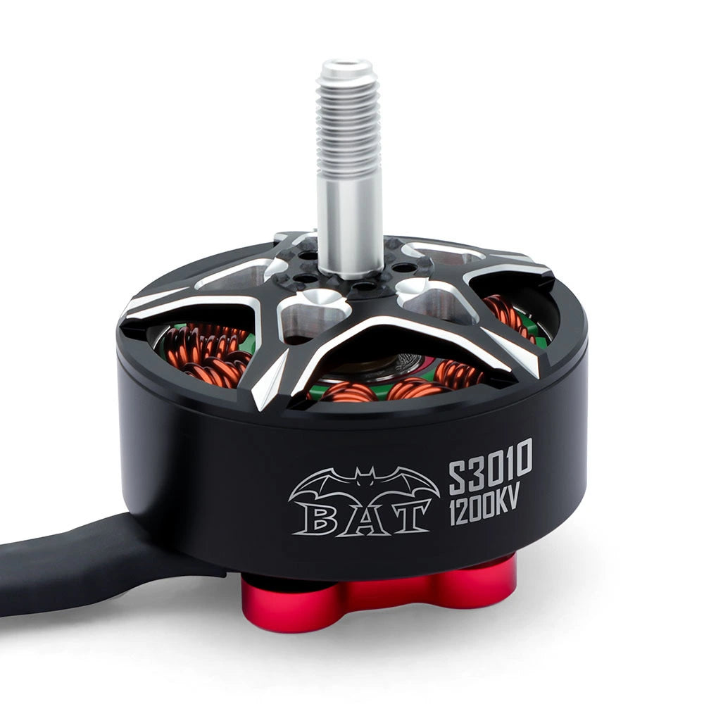 Surpass Hobby BAT S3010 1200KV FPV brushless motor with threaded shaft and red mounting base