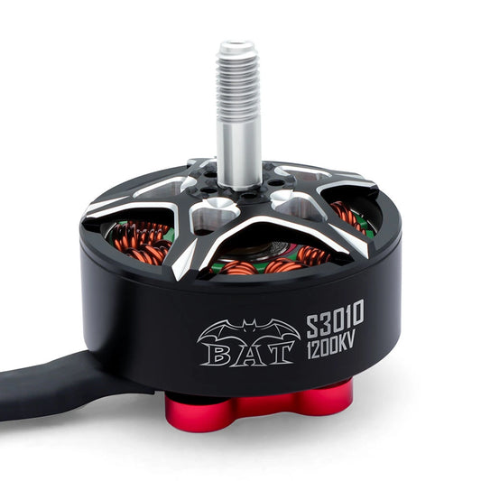 Surpass Hobby BAT S3010 1200KV FPV brushless motor with threaded shaft and red mounting base
