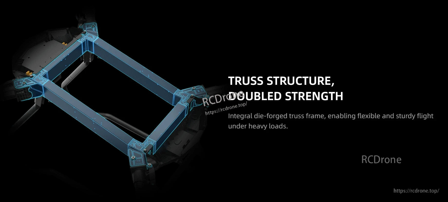 EFT G18 20L Agriculture Drone, The truss structure provides doubled strength, while the integral die-forged frame ensures flexible and sturdy flight.