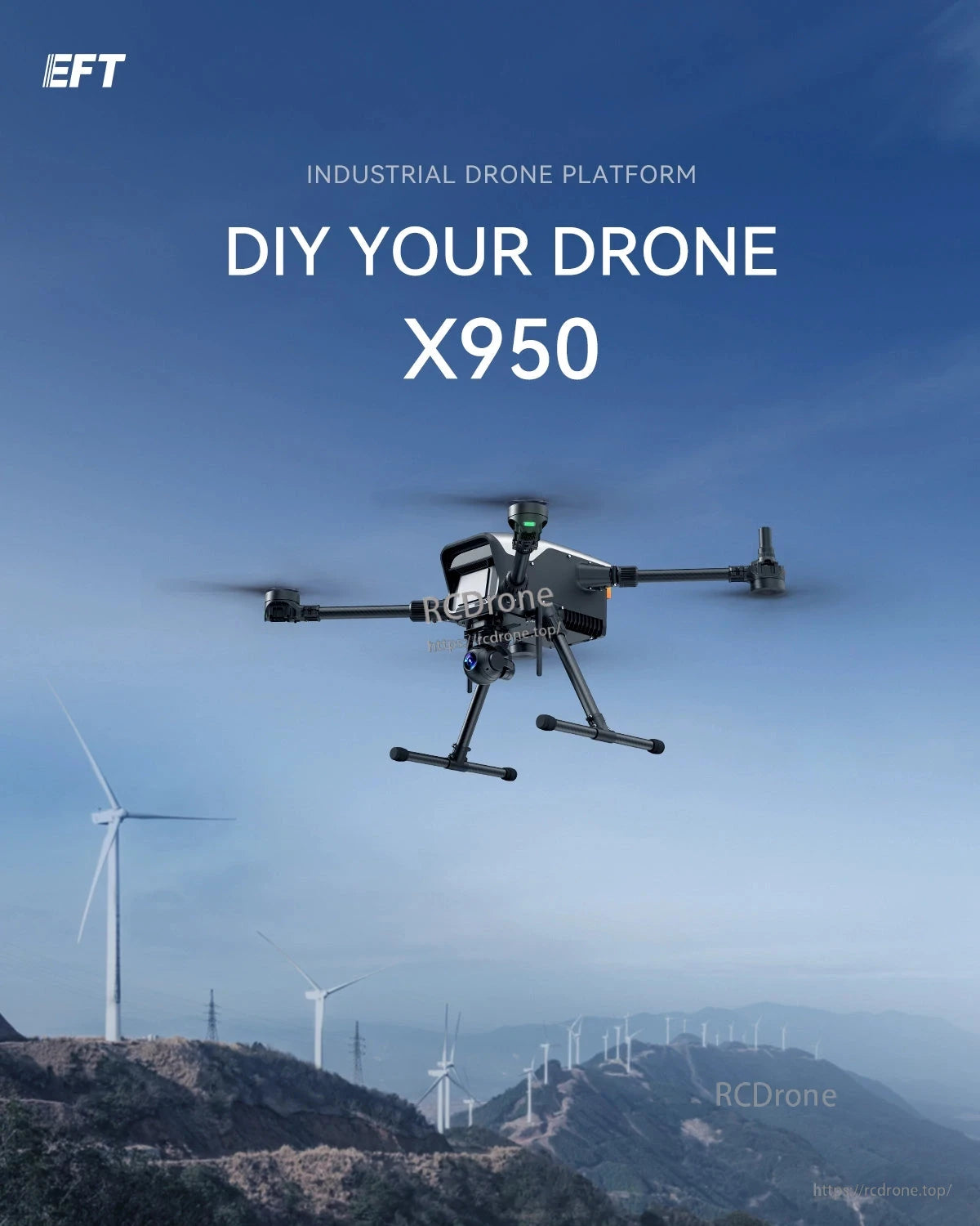 EFT X950 Lightweight Industrial Drone, The EFT X950 is a lightweight, durable industrial drone platform designed for versatile applications and easy customization.