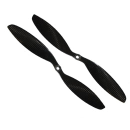 Emax 1038 CW/CCW carbon fibre propellers pair, black weave finish with center mounting holes