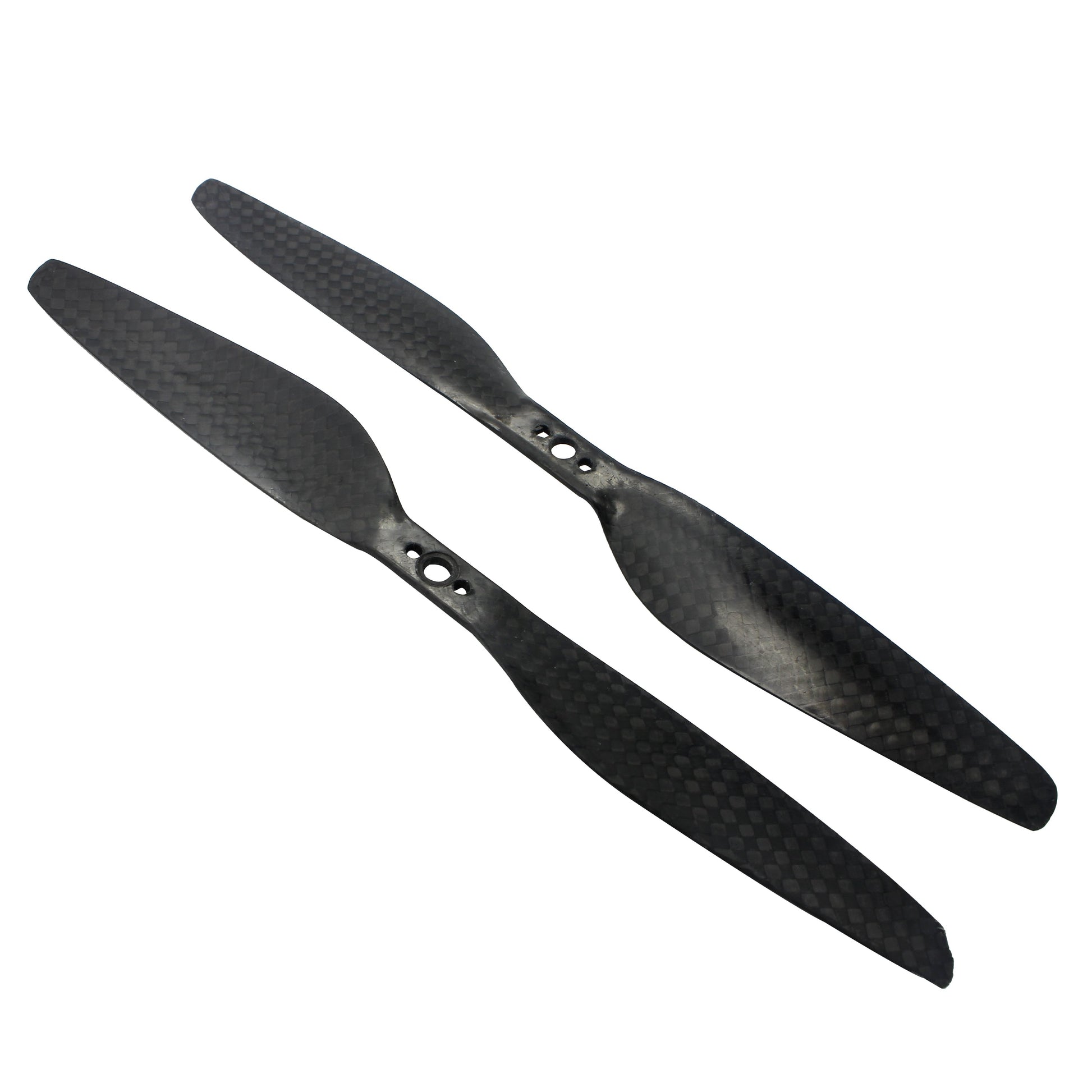 7024 carbon fiber propeller set (pair), black woven finish with three-bolt mounting hubs