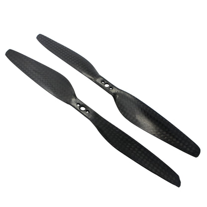 7024 carbon fiber propeller set (pair), black woven finish with three-bolt mounting hubs
