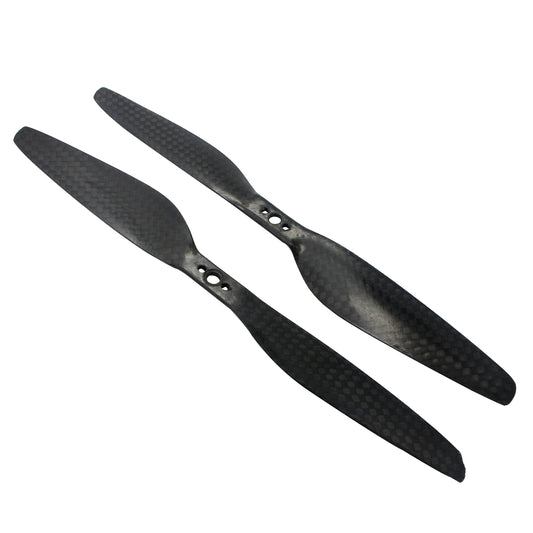 7024 carbon fiber propeller set (pair), black woven finish with three-bolt mounting hubs