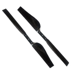 9055 CW/CCW carbon fibre propeller pair, two-blade set with woven carbon finish
