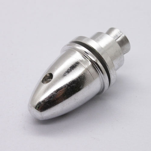 3mm shaft adapter collet set assembled, aluminum cone with side screw hole on white background
