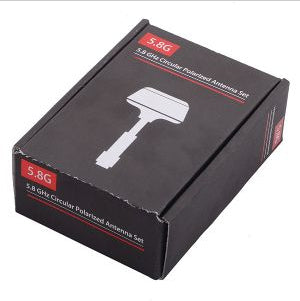 Retail box for 5.8G circular polarized antenna set, black packaging with product graphic