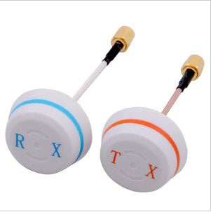 5.8G SMA Male FPV Antenna set with RX and TX circular polarized heads, white shells with blue and orange bands