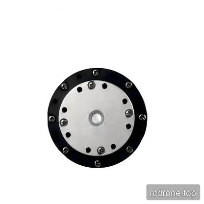 Front-on close-up of the PH08 motor circular mounting face with central opening, bolt holes, screws, and black outer ring.