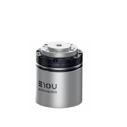 EYOU proServo-H08 cylindrical motor shown upright with a silver top mounting plate and black collar.