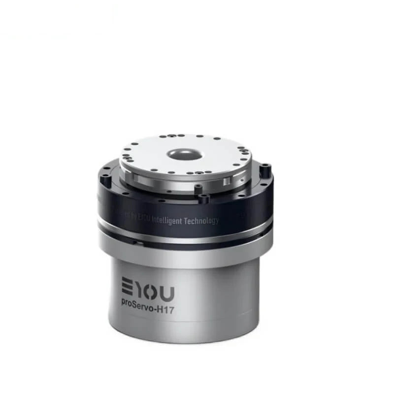 EYOU proServo-H17 motor shown upright with a silver mounting flange, black housing, and circular bolt pattern