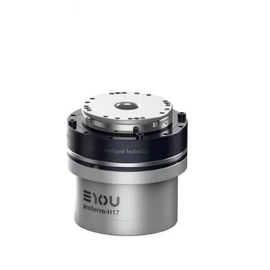 EYOU proServo-H17 motor shown upright with a silver mounting flange, black housing, and circular bolt pattern