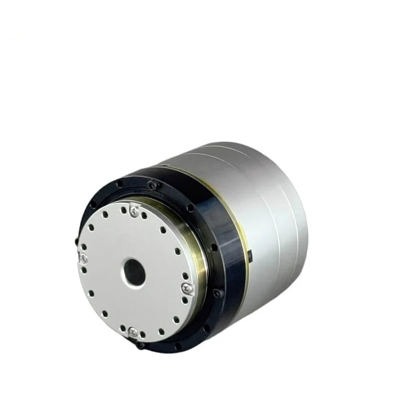 EYOU PH20 motor shown at an angle with a circular silver mounting face, central opening, and black outer ring.