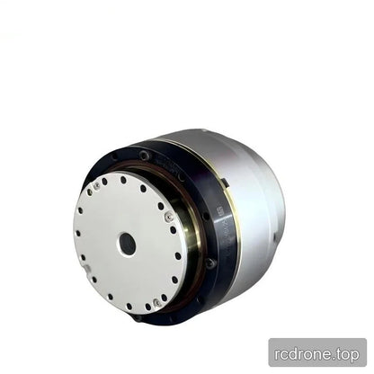 Oblique view of the EYOU PH25 motor showing the circular mounting face, black rim, and silver cylindrical body.