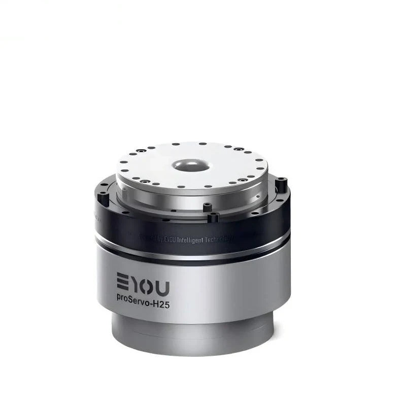 EYOU ProServo-H25 motor shown upright with a silver circular mounting face and black upper housing.