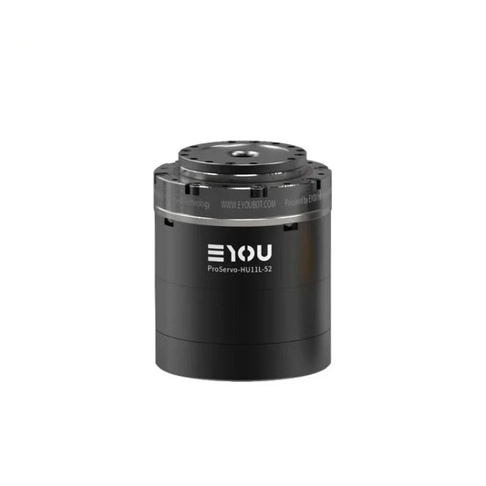 Black EYOU ProServo-HU11L-52 motor shown upright with a circular top mounting plate and cylindrical housing.
