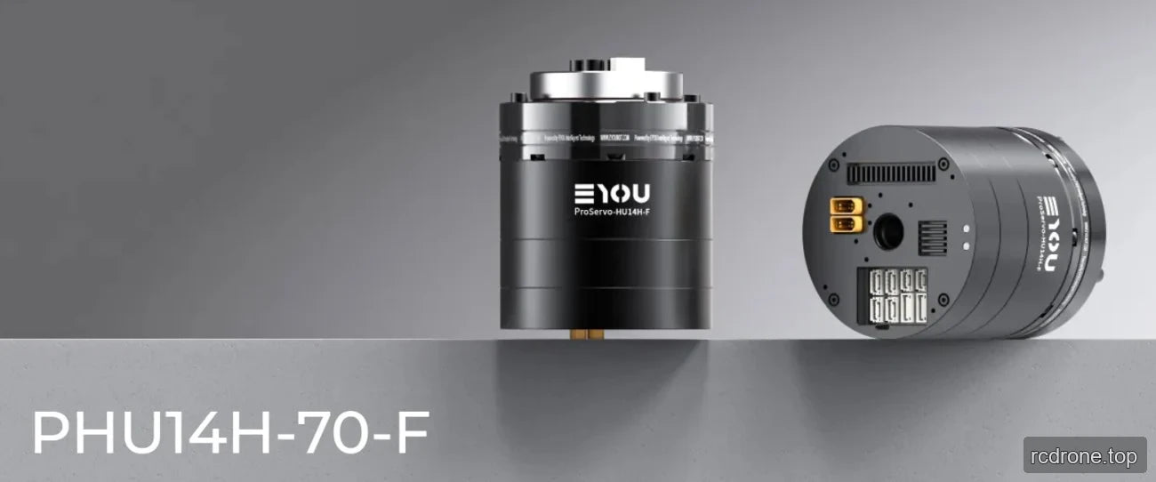 EYOU PHU14H-70-F harmonic actuator front and connector-end views
