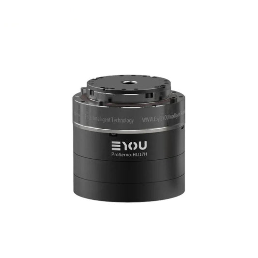 Black EYOU ProServo-HU17H motor shown upright with a circular top mounting plate and central opening.