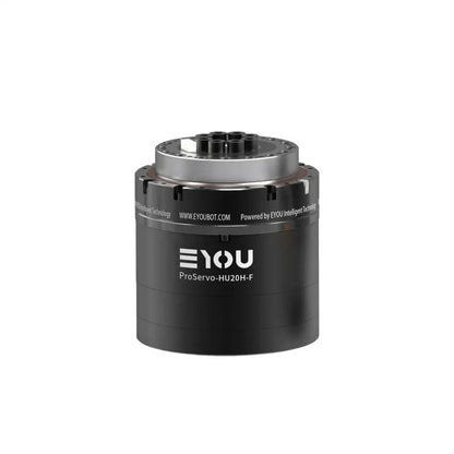 Black EYOU ProServo-HU20H-F motor shown upright with a silver top mounting plate and central connector cluster.