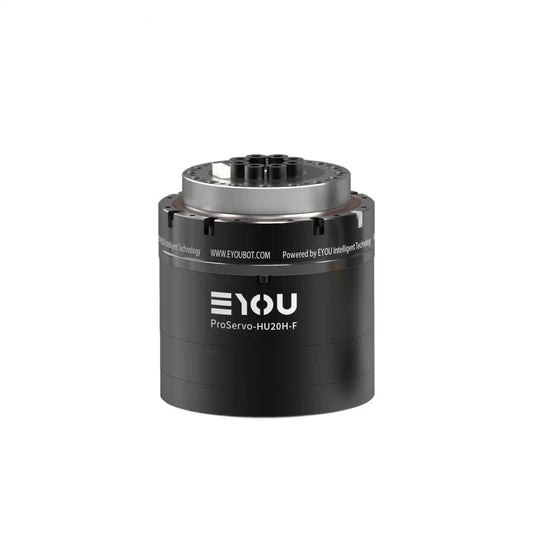 Black EYOU ProServo-HU20H-F motor shown upright with a silver top mounting plate and central connector cluster.