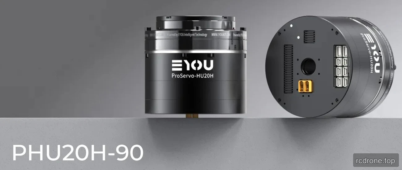 EYOU PHU20H-90 actuator side and connector-end views