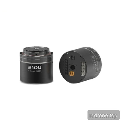 Two EYOU ProServo-HU20H motor views side by side, showing the upright top mount and rear connector end.