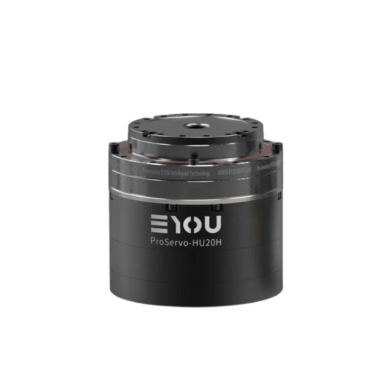 Black EYOU ProServo-HU20H cylindrical motor shown upright with top mounting plate and central opening.