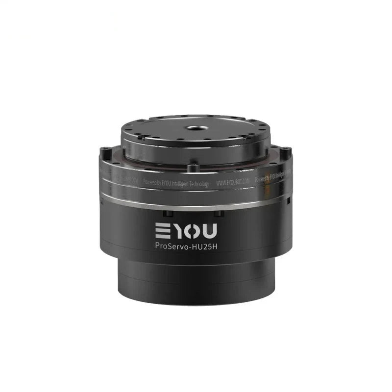 EYOU ProServo-HU25H motor shown upright with circular top mounting plate and black cylindrical housing.