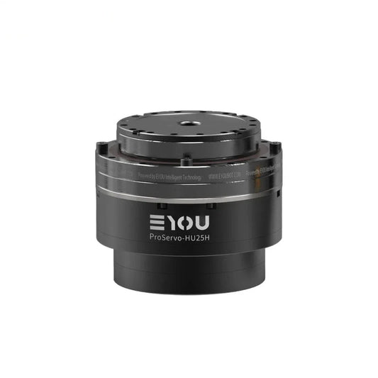 EYOU ProServo-HU25H motor shown upright with circular top mounting plate and black cylindrical housing.
