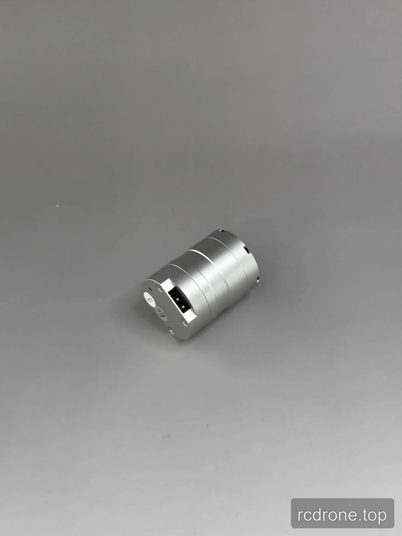 Angled rear view of motor with recessed rectangular connector