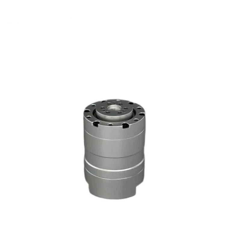 Silver cylindrical EYOU PP08 motor shown upright with a circular top mounting face and perimeter holes.