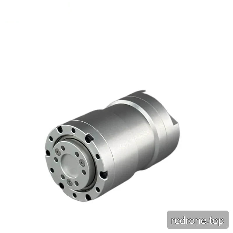 Silver EYOU PP11 motor shown at an angle, highlighting its cylindrical housing and circular front mounting face.