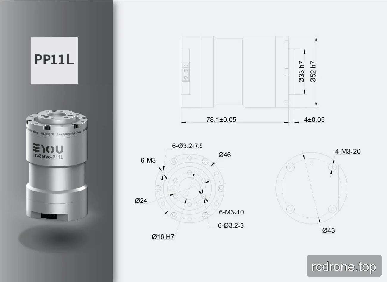 PP11L-36 installation drawing with dimensions and mounting specifications