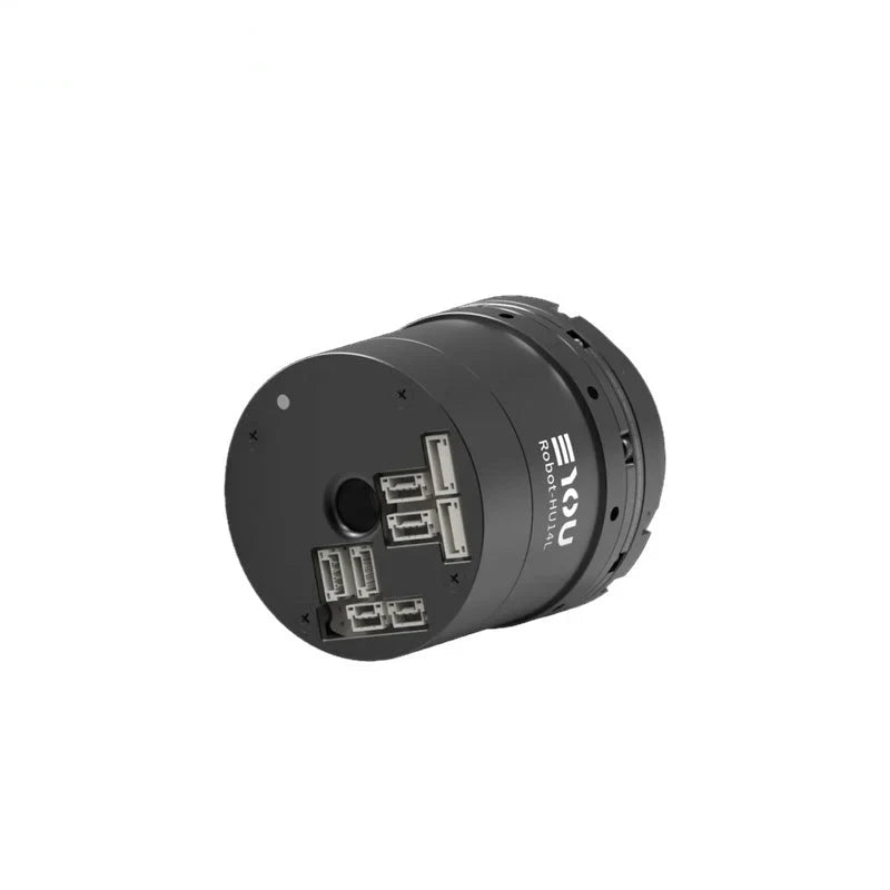 Black EYOU Robot-HU14L motor shown on its side, with the connector-filled base panel facing forward.