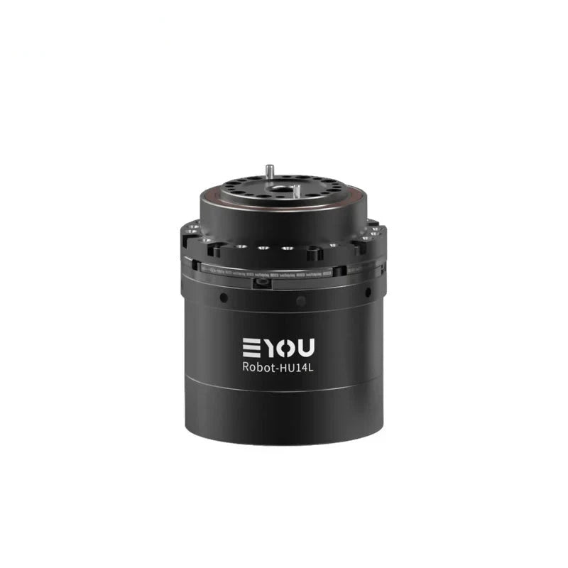 Black EYOU Robot-HU14L cylindrical motor shown upright, with a circular top mounting plate and pins.