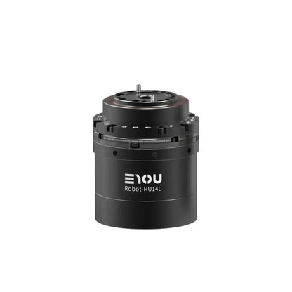 Black EYOU Robot-HU14L cylindrical motor shown upright, with a circular top mounting plate and pins.