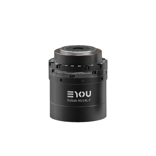 Black EYOU Robot-HU14L-F cylindrical motor shown upright with a circular top mounting surface.