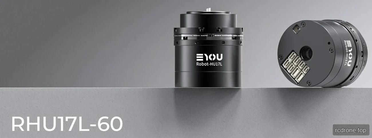 EYOU RHU17L-60 robot actuator side and connector-face views
