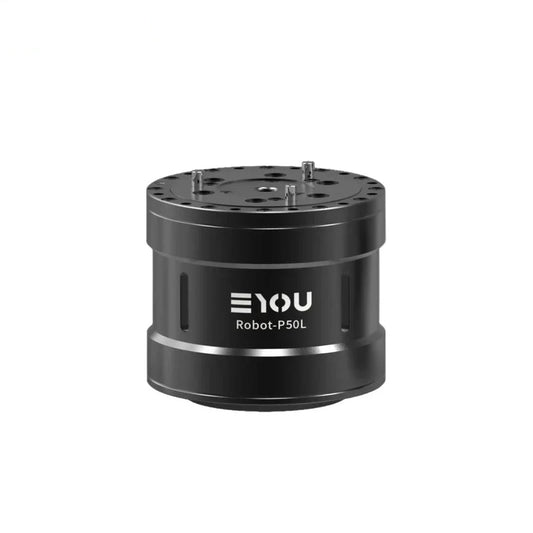 Black EYOU Robot-P50L motor shown upright, with a circular top mounting plate and locating pins.