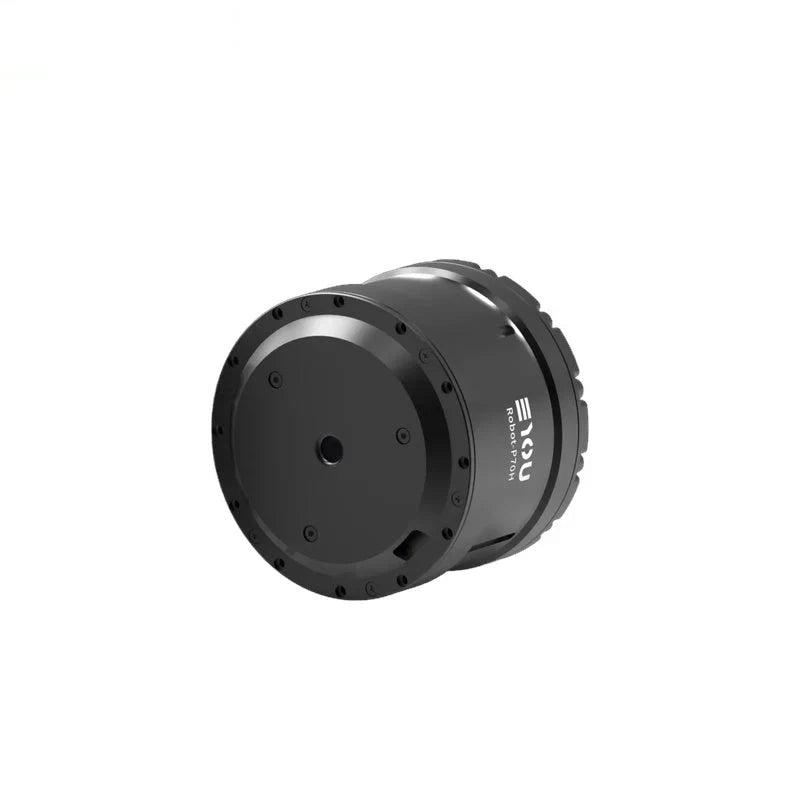 Black EYOU Robot-P70H motor viewed at an angle, showing the circular end face with central opening and perimeter screws.