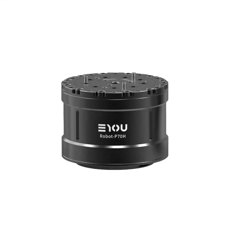 Black EYOU Robot-P70H cylindrical motor shown upright, with a circular top mounting face and side vents.