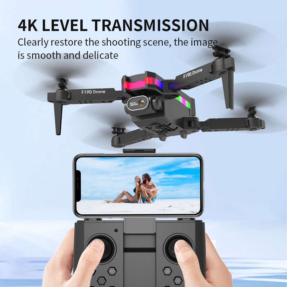 F190 Drone - With 4K Dual Camera F/2.15 100° FOV Led Night Flight Foldable Mini Drone Mini Drone 24 F190 Drone, 4k level transmission clearly restore the shooting scene, the image is smooth