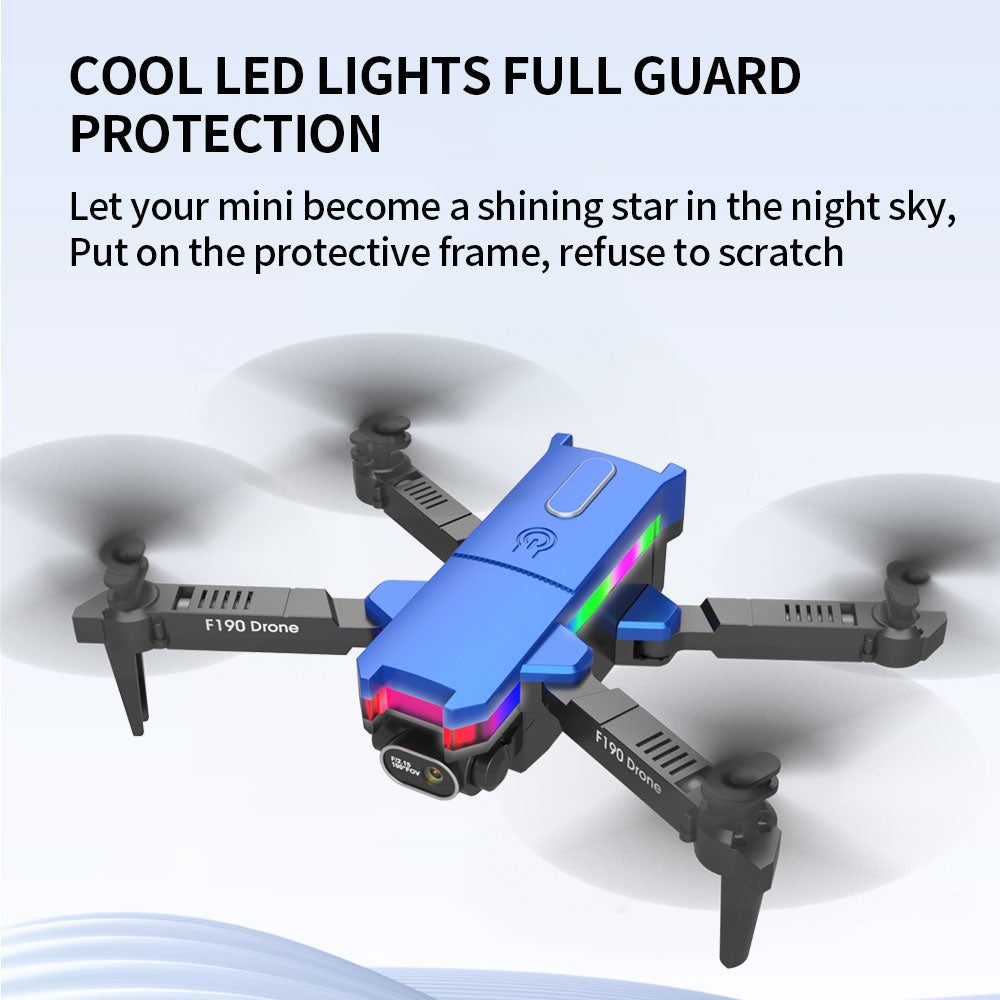 F190 Drone, cool led lights full guard protection let your mini become a shining star