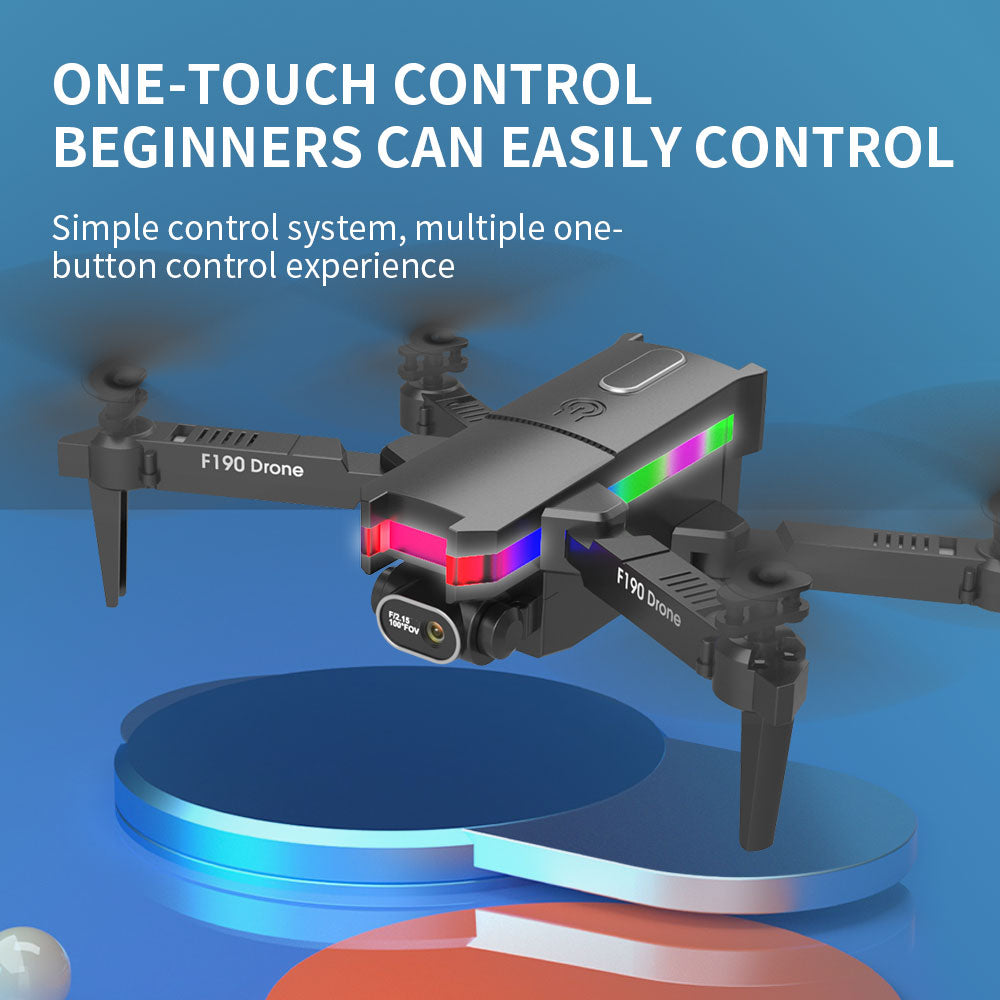 F190 Drone - With 4K Dual Camera F/2.15 100° FOV Led Night Flight Foldable Mini Drone Mini Drone 33 F190 Drone, one-touch control beginners can easily control simple control system, multiple one