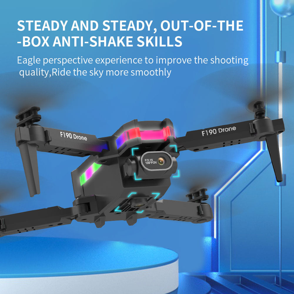 F190 Drone - With 4K Dual Camera F/2.15 100° FOV Led Night Flight Foldable Mini Drone Mini Drone 35 F190 Drone, steady and steady_ 9 out-of-the-box anti-