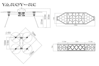 Tarot H720 - 724mm Wheelbase 5.25KG Take-off Weight Long Endurance Industrial Drone