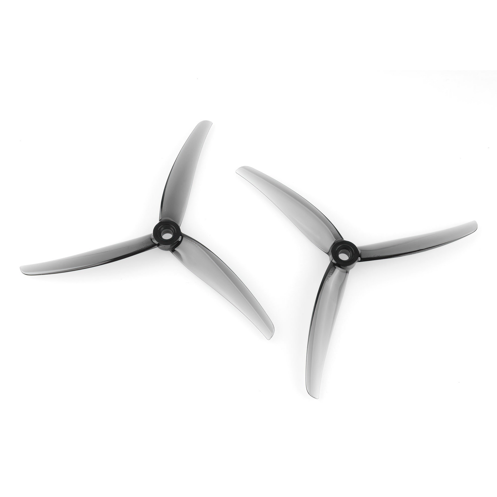 HQ Juicy Prop J40 5.1x4x3 tri-blade polycarbonate propellers with 5mm shaft hole, gray pair