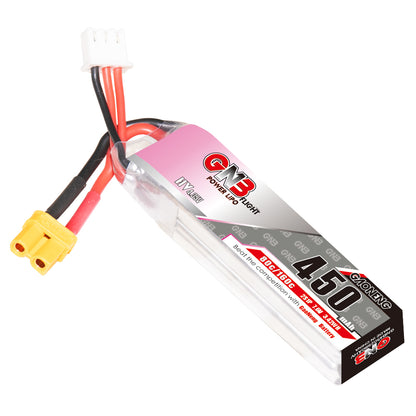 Single GNB 450mAh 2S LiHV 7.6V 80C battery with XT30 plug and white balance connector
