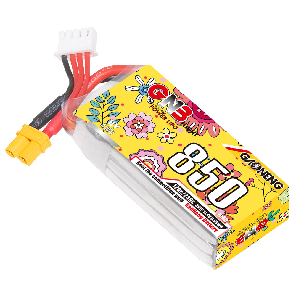 GAONENG GNB 850mAh 3S 11.4V LiHV 120C XT30 LiPo Battery for 3.5-4in FPV Cinewhoop Drones